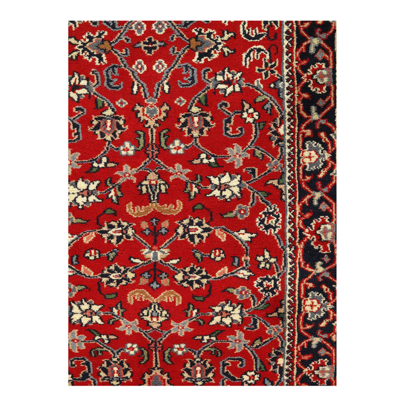 Tapis de couloir perse nouvel âge noué à la main rouge / bleu marine / bleu / ivoire 2 pi 8 po x 11 pi 3 po Persian