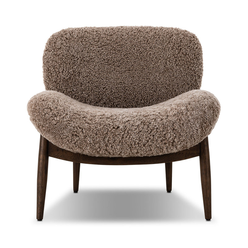Fauteuil d'appoint sans accoudoirs Syracuse, Taupe, Frêne Rétro
