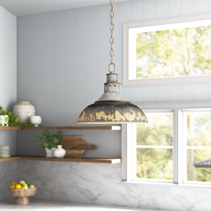 Mercado 1 - Light Shaded Pendant, Antique Black Iron