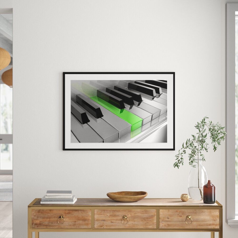 Gerahmtes Poster Piano Green Klaviertasten