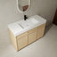 Meuble-lavabo autoportant 48 po avec lavabo en résine blanche et 3 portes d'armoire à fermeture en douceur