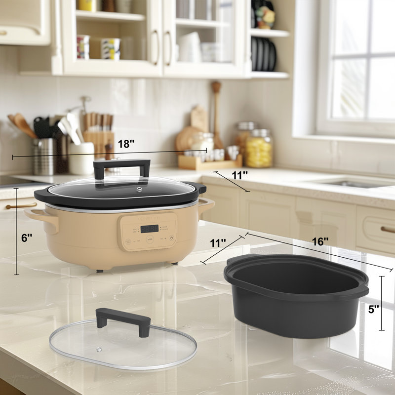 Mijoteuse programmable de 6 pintes avec pot en céramique amovible, Tanné