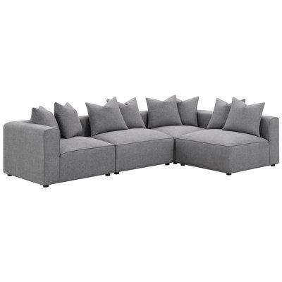 Grey Corner Chair With Pillow - Customizable Seating For Home Living Parts, Tight Seat And Back Welt Accent Features, Soft Down Like Padding, Non Skid No Show Legs, 38.5 Inches Square Dimensions In