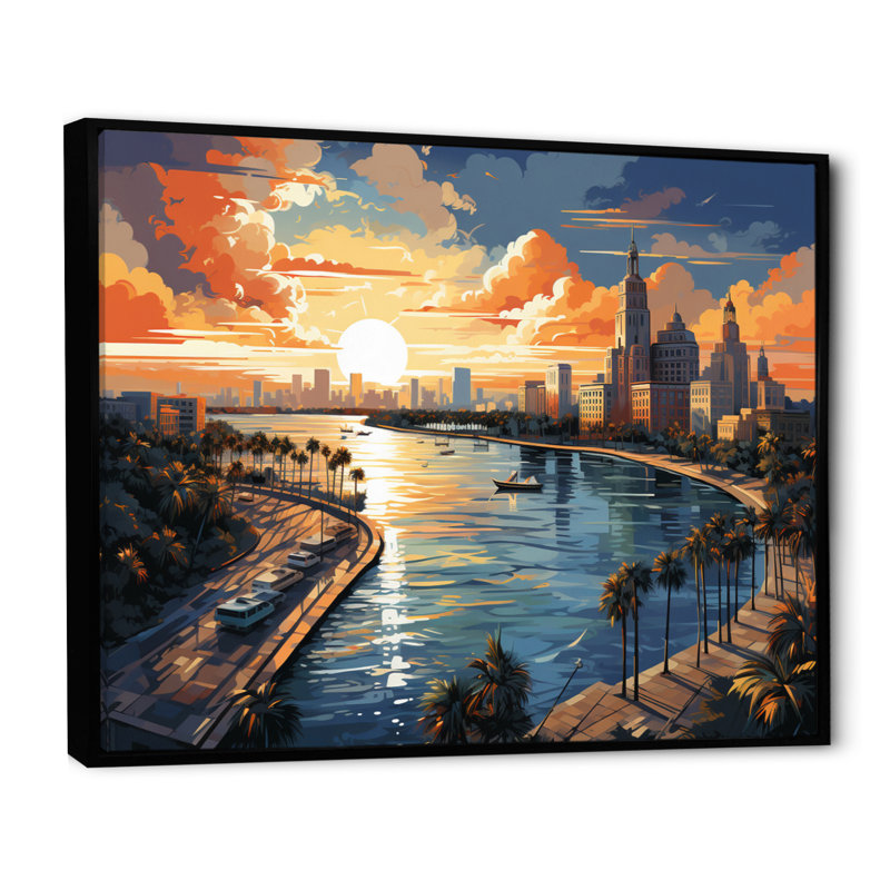 Sunshines State Miami II, Cadre flottant noir, H 30 po x l 40 po x P 1,5 po