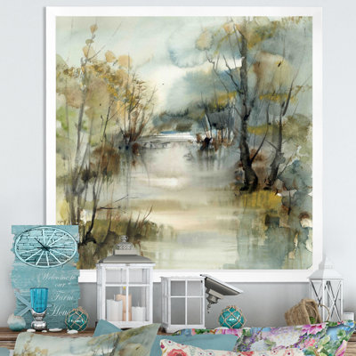 Winter River Landscape Illustration - Paysages, art mural
