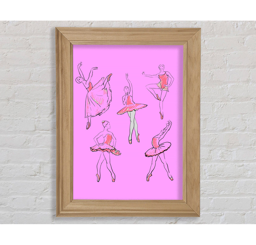 Pink White Ballerina 2 - Einzelner Bilderrahmen Kunstdrucke