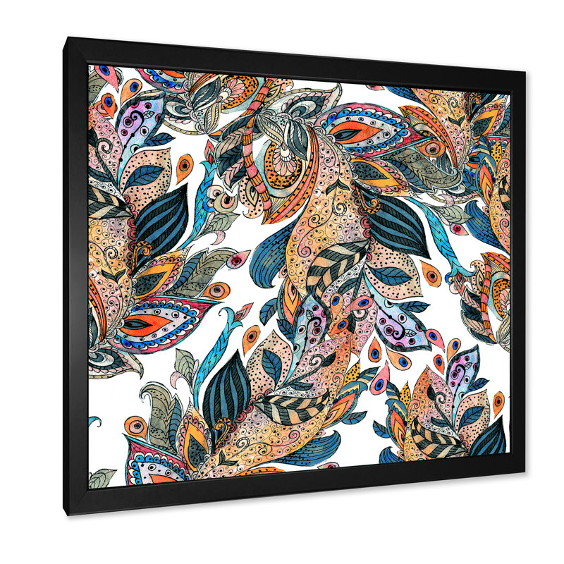 Floral Floral Abstract Texture - Impression sur toile, H 36 po x l 36 po x 1,5 po, Cadre photo noir