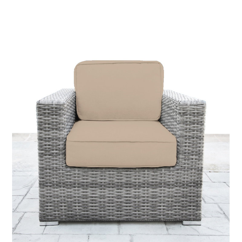 Chaise de terrasse avec coussins Melanie, Mélange de gris, Beige Sunbrella