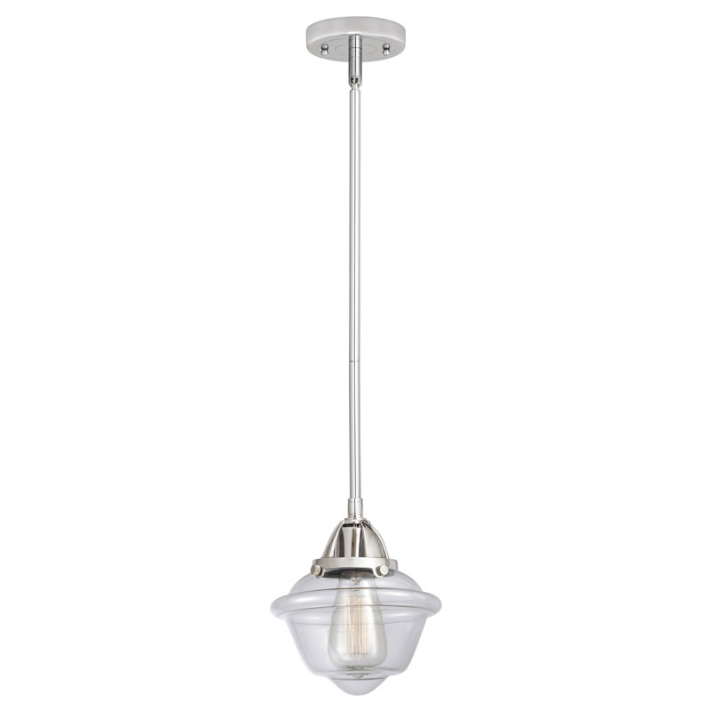 Mini-luminaire suspendu 1 tige 8 po 7,5 po Nouveau 2 - Grourke - Ampoule DEL - Finition chrome poli - Abat-jour transparent