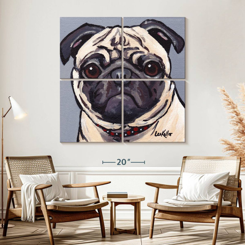 Brampt Pug On Gray, 57" H x 57" W