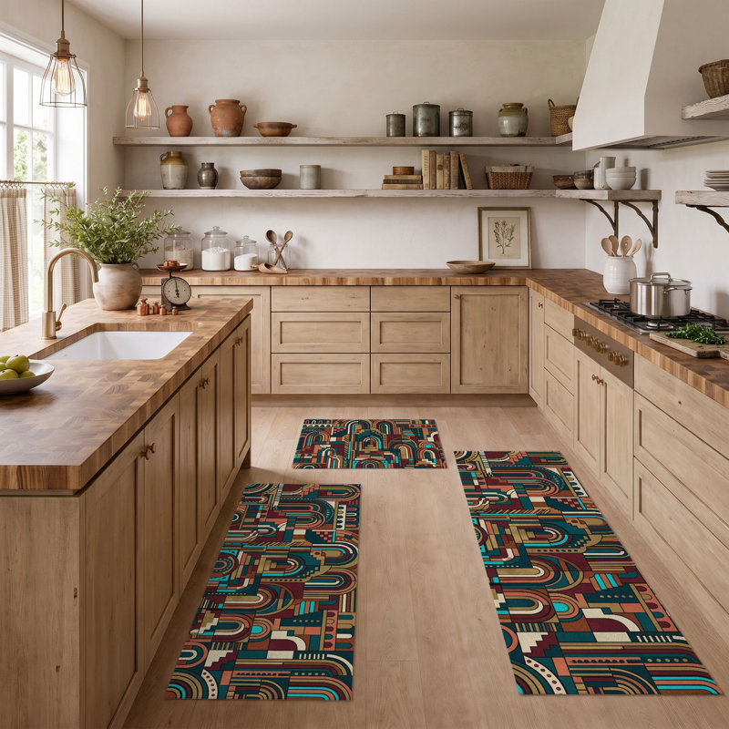 Tapis de cuisine géométriques antidérapants lavables