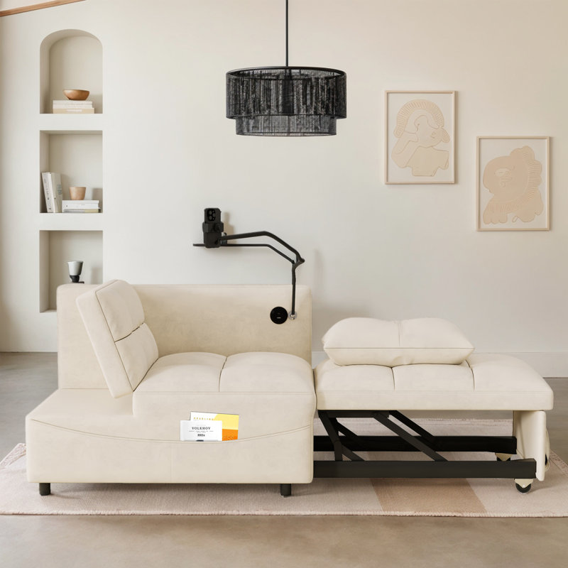 Canapé-lit rembourré convertible 3-en-1, Beige