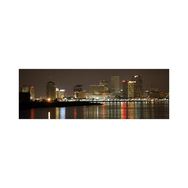 Nola Panoramic Skyline Cityscape (Night) 1 Piece Wrapped Canvas Panoramic Wall Art, 152.4 cm H x 50.8 cm W x 3.175 cm D
