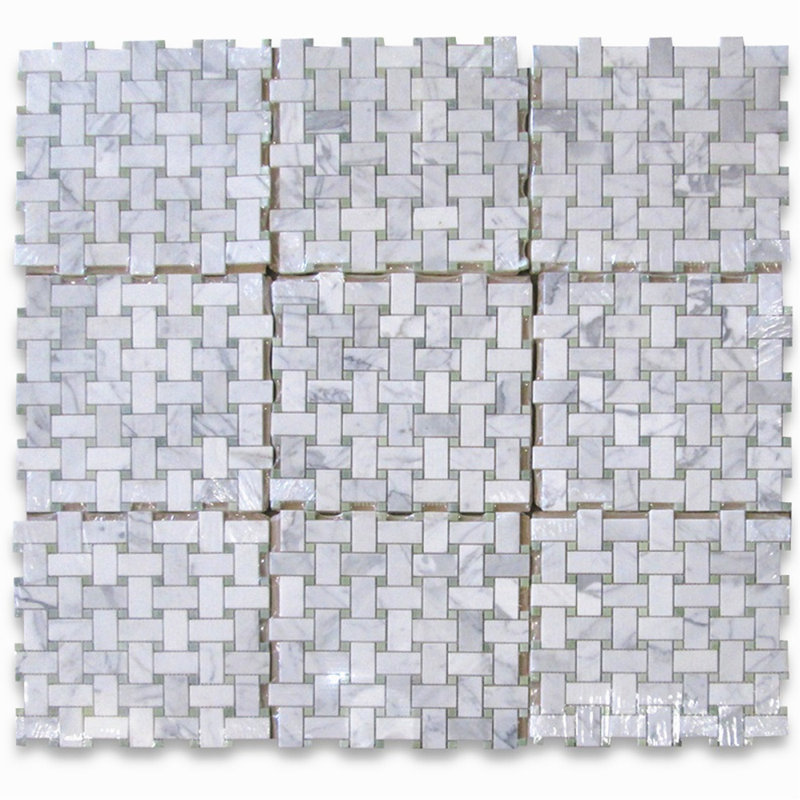12" x 12" Marble Mosaic Wall & Floor Tile, Gray/White