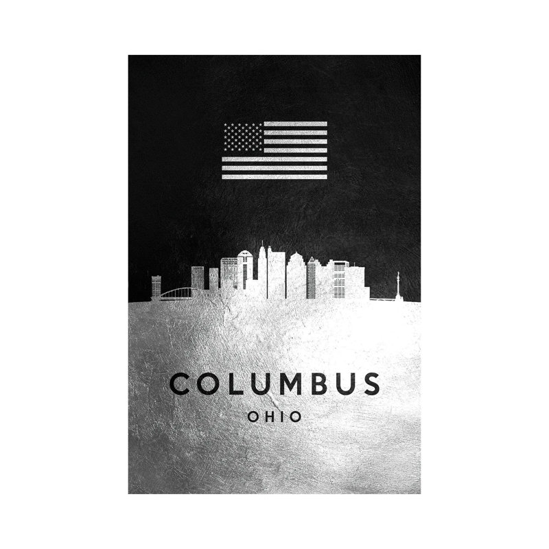 Columbus Ohio Silver Skyline by Adrian Baldovino - Wrapped Canvas Print, 66.04 cm H x 45.72 cm W x 3.175 cm D