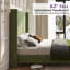 Lit tapissier en velours côtelé grand format Wauson Crofford avec tête de lit haute de 63 po et pieds en bois massif, vert-1554600669-1559884729