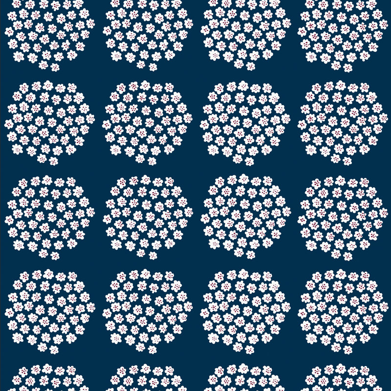 Rouleau de papier peint adhésif L 18 pi x l 20,8 po Puketti, Bleu marine/blanc