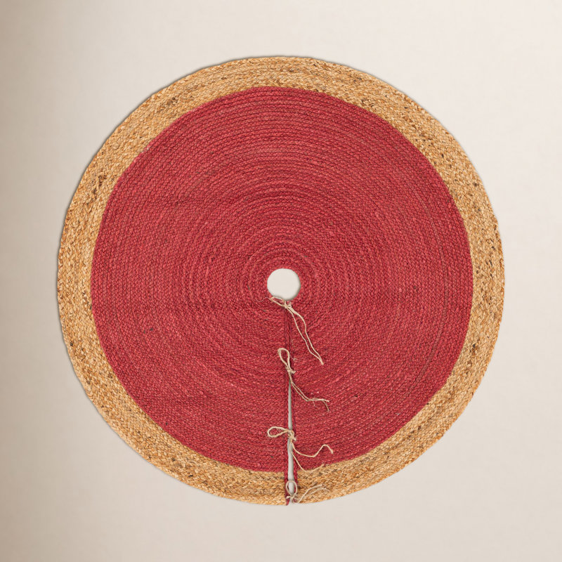 Jupe d'arbre de Noël à tisser Unique, Rond 4 pi 1 po, Rouge