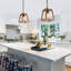 Luminaire suspendu pour îlot de cuisine 1 lumière brun avec abat-jour en verre transparent