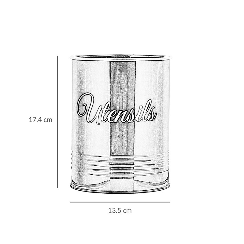 Metal Round Utensil Crock, Black