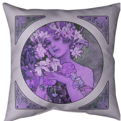 Housse de coussin alphonse mucha couronne de fleurs