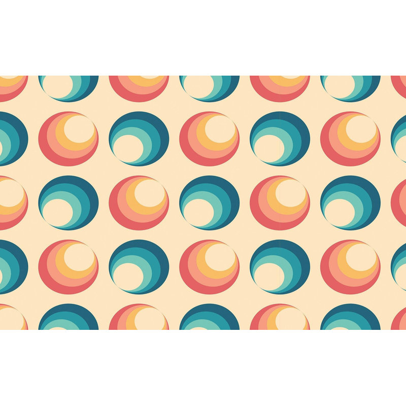 Papier peint de qualité supérieure - Motif de cercles colorés, L 120 po x l 180 po