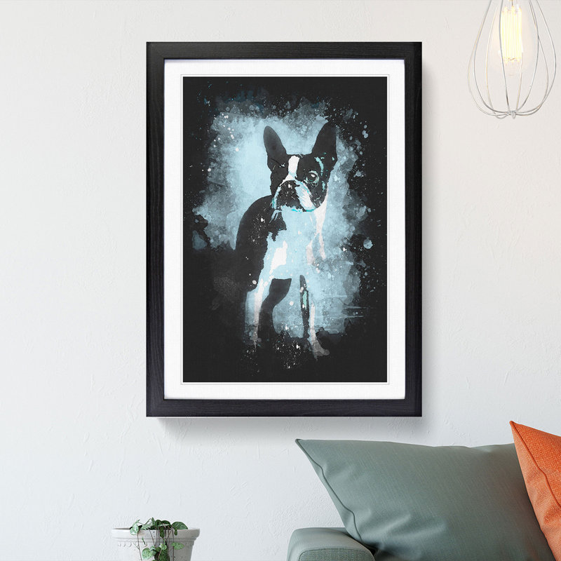 Boston Terrier Dog - Framed Print, Black Framed, 87cm H x 62cm W x 2cm D