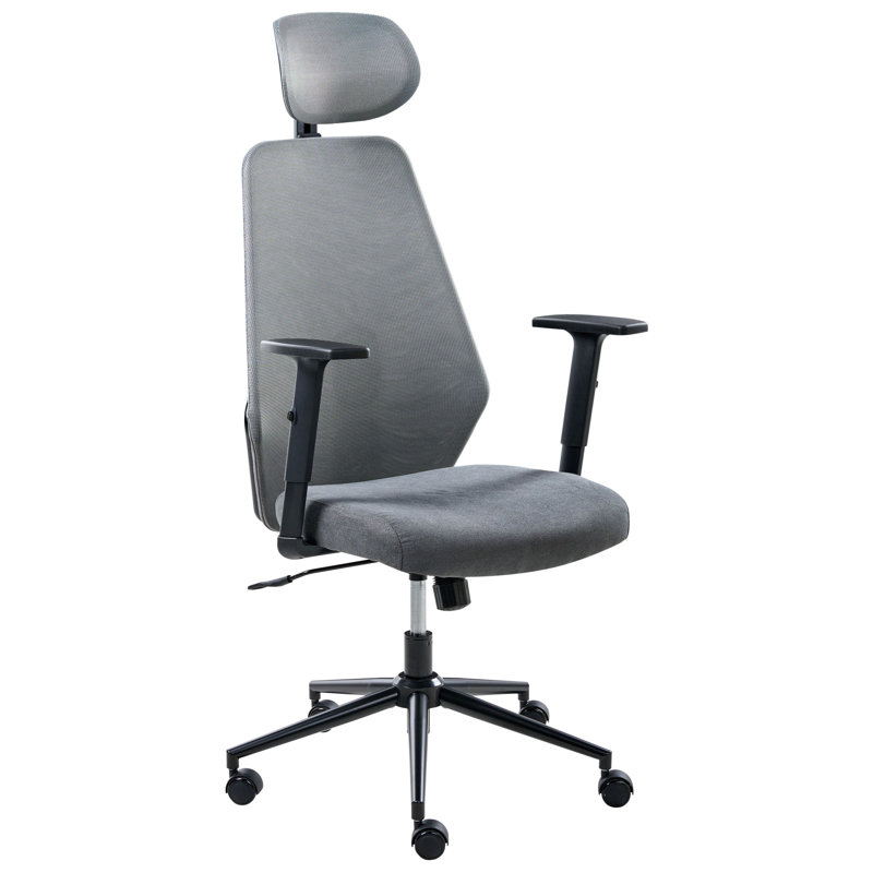 Office Chair with Headrest, Dark Grey