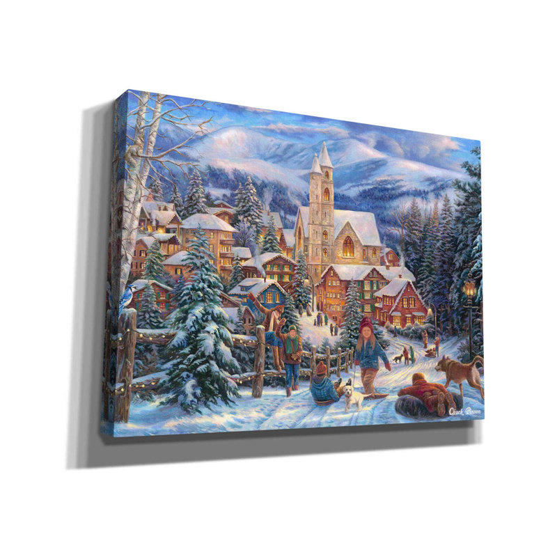 «Sledding to Town» par Chuck Pinson, art mural sur toile