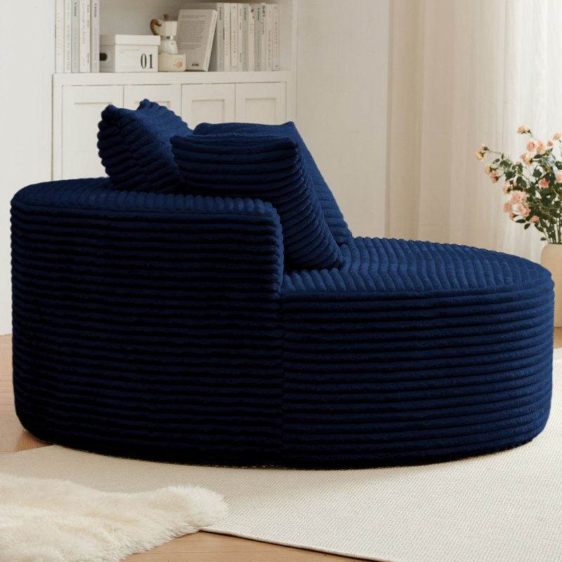 Bonelesss Oversized Round Chair Lounge Chaise Indoor, Upholstered Corduroy Deep Seat Cloud Large Circle Sofa Chair, No Assembly Required, Fluffy Modern Sleeper Sofa Bed for Reading, Living Room, Bedroom