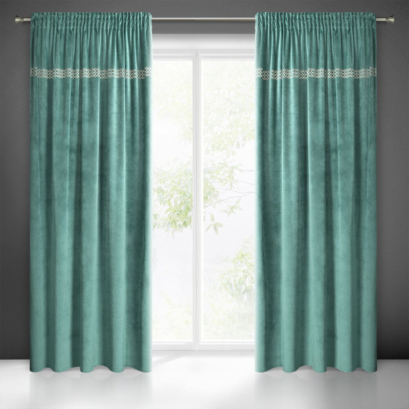 Jovita Polyester Blackout Eyelet Curtain Panel, Green