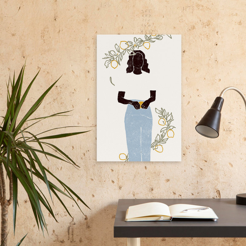 Cueillette de citrons - Art figuratif fruitier, H 24 po x l 16 po
