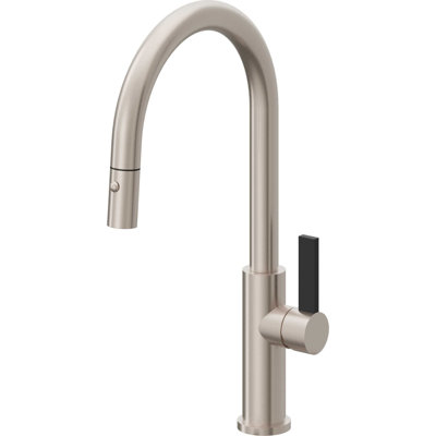 Corsano Contemporary Pull Down Kitchen Faucet with Button Sprayer High Arc Spout and BFB Series Handle