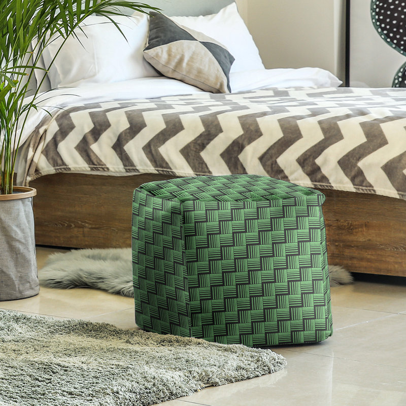 Repose-pieds cubique à rayures classic basketweave, Vert / noir