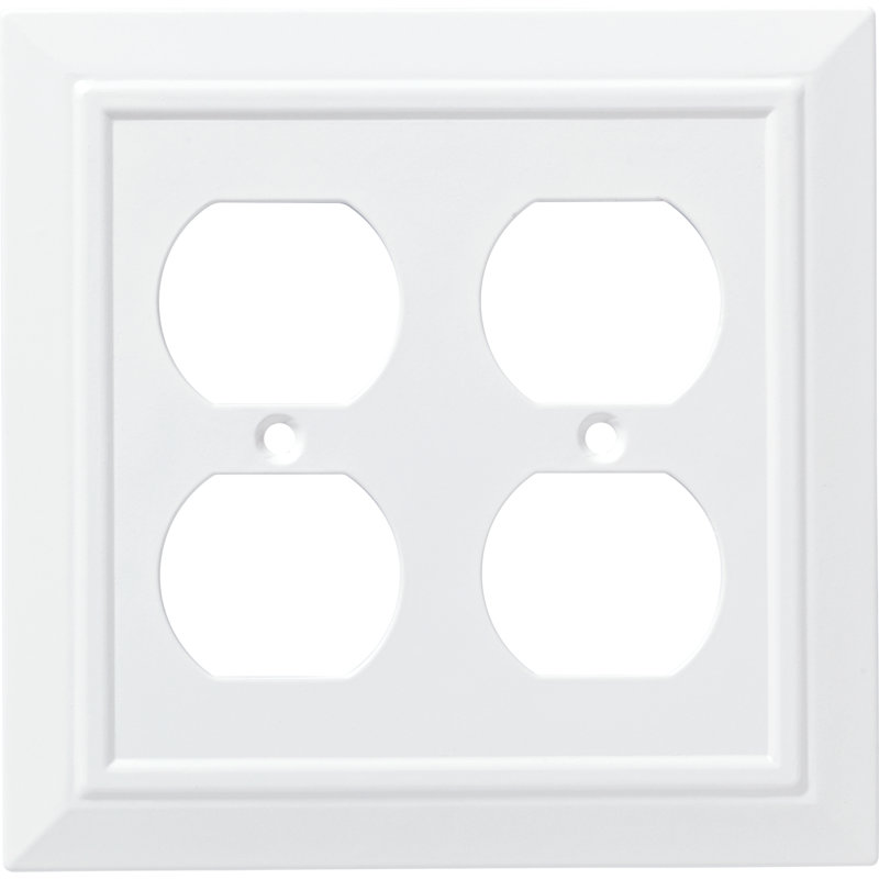 Classic Architecture 2-Gang Duplex Outlet Wall Plate, Pure White