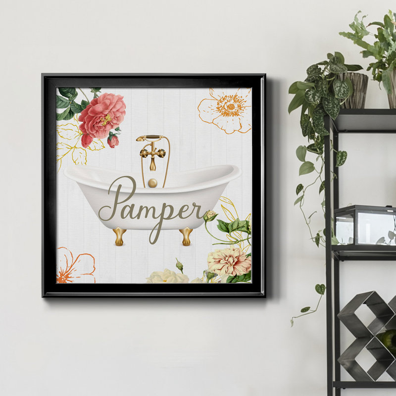Pamper - peinture sur toile encadrée, H 26,5 po x l 26,5 po x P 1,5 po, Toile avec cadre noir