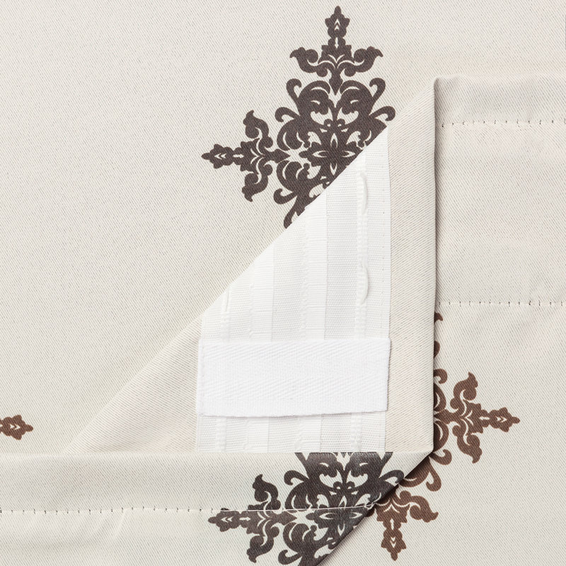 Landin 3-in-1 Damask Blackout Rod Pocket/Tab Top Curtain Panels, 52" W x 108" L, Chocolate