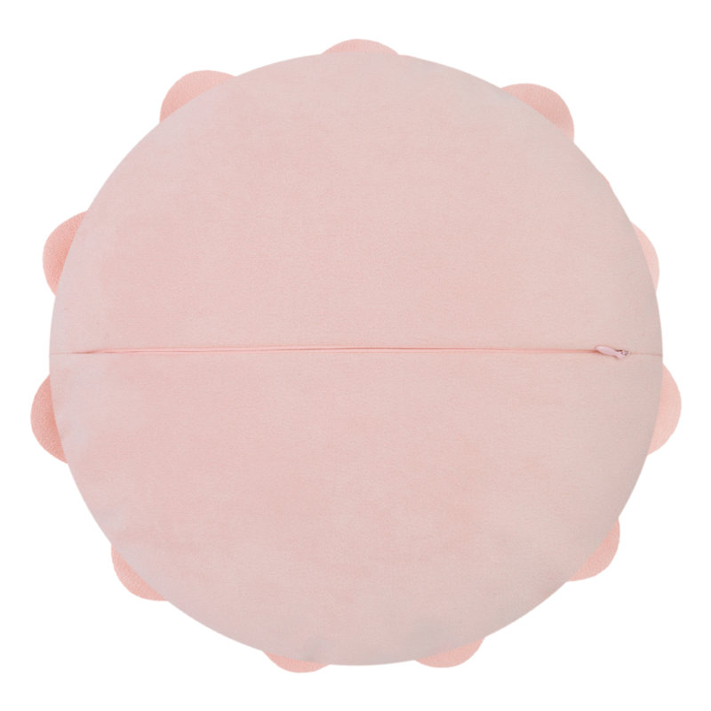 Pink 14-Inch Round Floral Polyester Throw Pillow