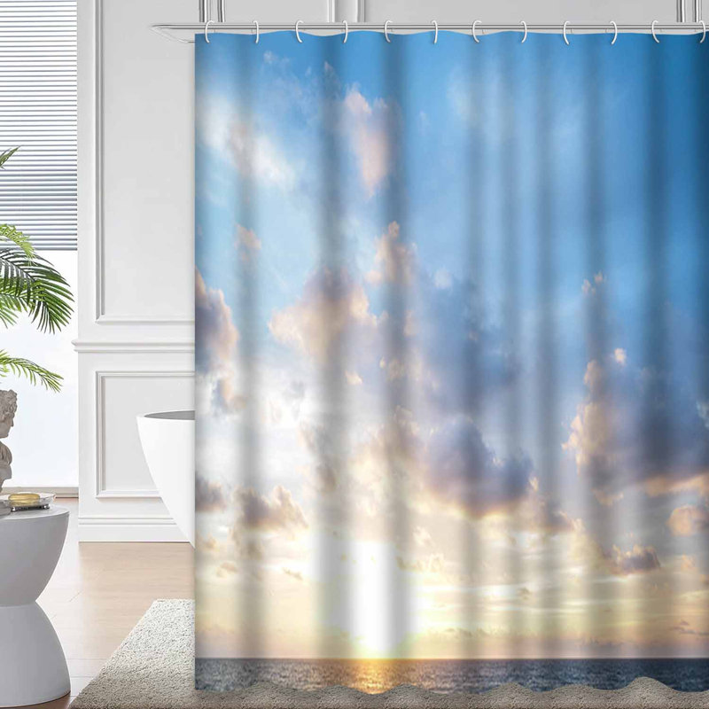 Rideau de douche avec 12 crochets Blue Sky Clouds Sea Sunset Beach, L 72 po x l 72 po