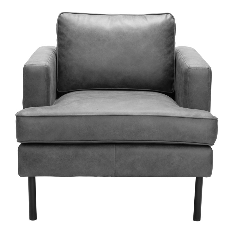 Faux Leather Armchair, Vintage Grey Faux Leather