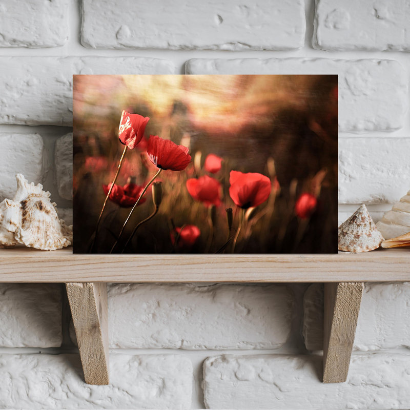 «Dreamy Poppy Field Peaceful Romantic Rustic Poppy Flower Nature», art mural, H 12 po x l 18 po