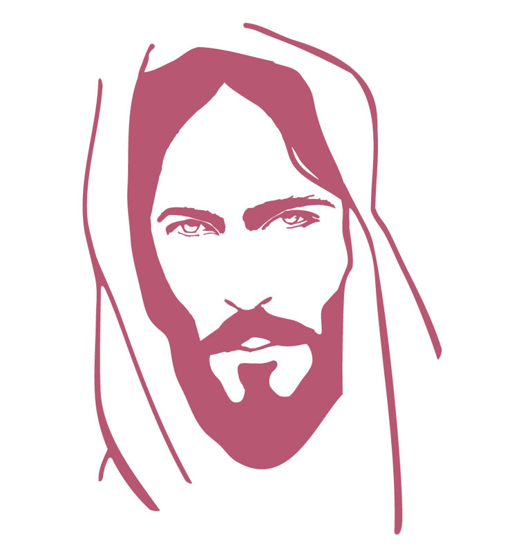 Décalcomanie murale face of jesus, Rouge à lèvres, H 36 po x l 25 po x P 0,01 po