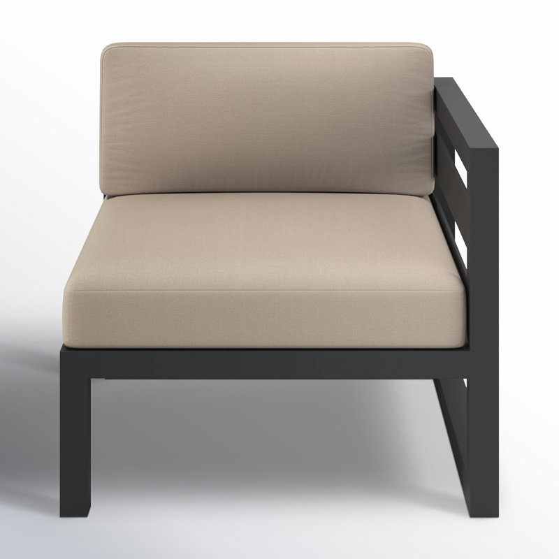 Avion Patio Chair with Sunbrella Cushions, Canvas Heather Beige Sunbrella® Canvas, Black