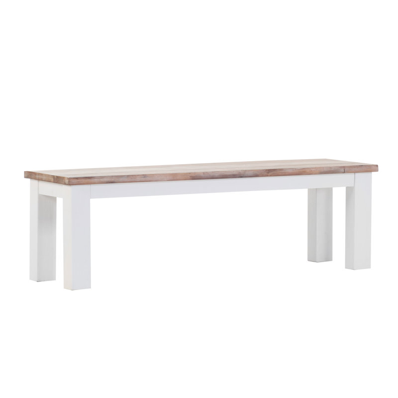 Tampa Solid Wood Bench, Lacquered white, 45cm H x 150cm W x 40cm D
