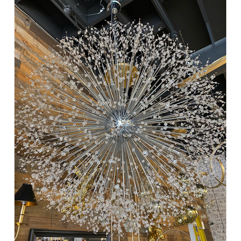 Lustre en cristal luxueux 47 po, Chrome