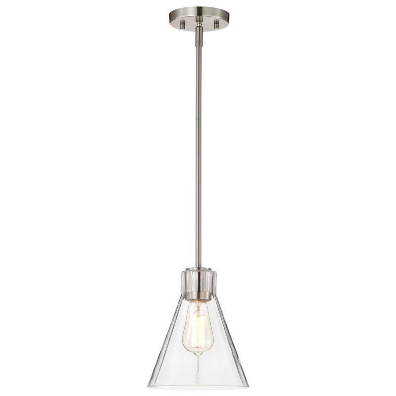 Luminaire suspendu 1 lumière Anine Gianna, Nickel brossé, H 9,5 po x l 8 po x P 8 po