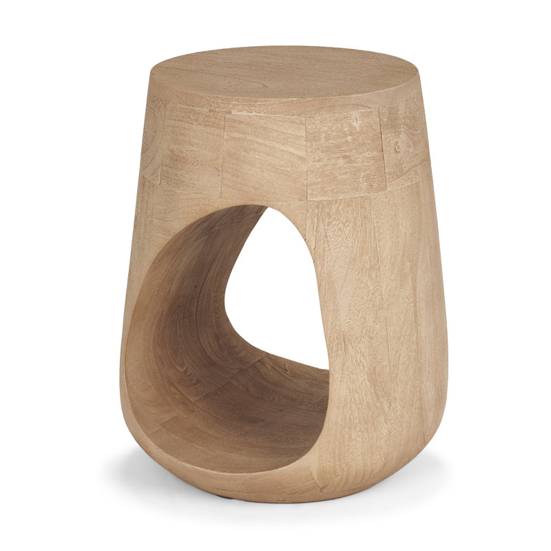 Cove Sculptural Open Side Table, Light Brown