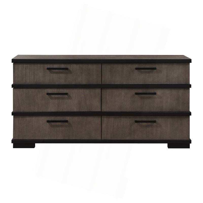 Mobilier de chambre à coucher à deux tons avec 6 tiroirs et commode 1 pièce