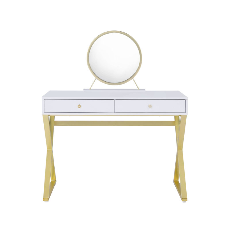 Bureau de meuble-lavabo avec miroir et plateau à bijoux Coleen