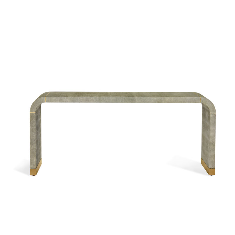 Sutherland 72'' W Console Table, Sorrel Gray Sharkskin/Brushed Brass